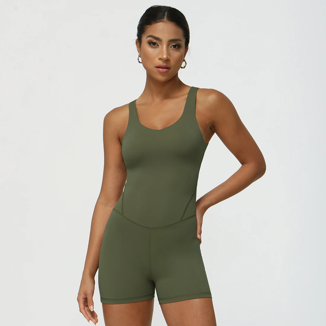 Women Fitness Jumpsuit Sleeveless Shorts Set Tank Top Yoga Gym Activewear Training Running Jumpsuit