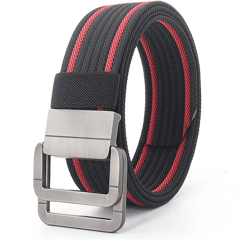 Outdoor Quick-Drying Nylon Belts Alloy Double Buckle Canvas Waistband Belt Fashion Casual Sport Decorate Belts Black Blue Green