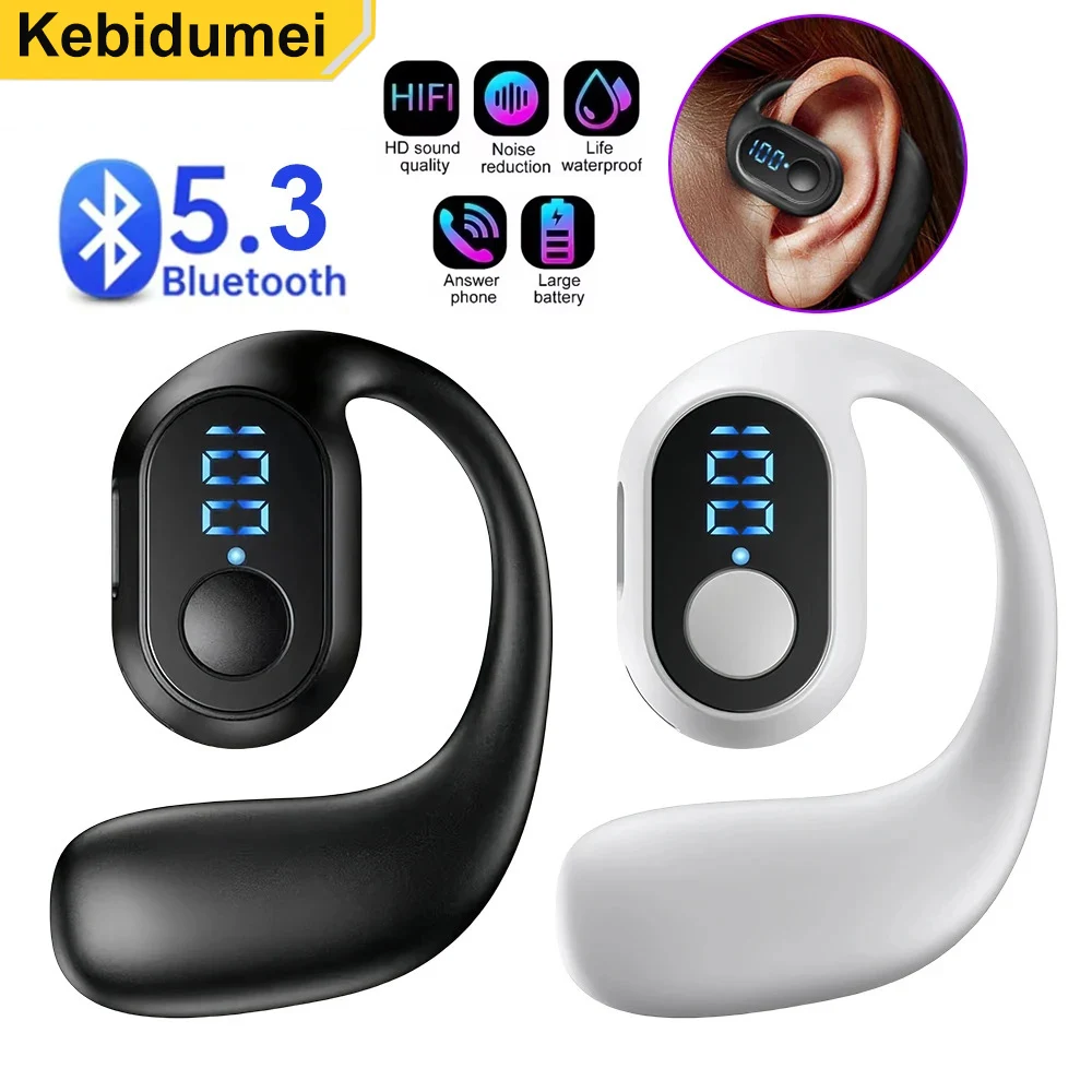Bluetooth 5.3 Headphone Ear Hook Wireless Earphone LED Display HD Calling Mic Surround Sound Earbud HiFi Stereo Gaming Headset — product photo 1 of 1