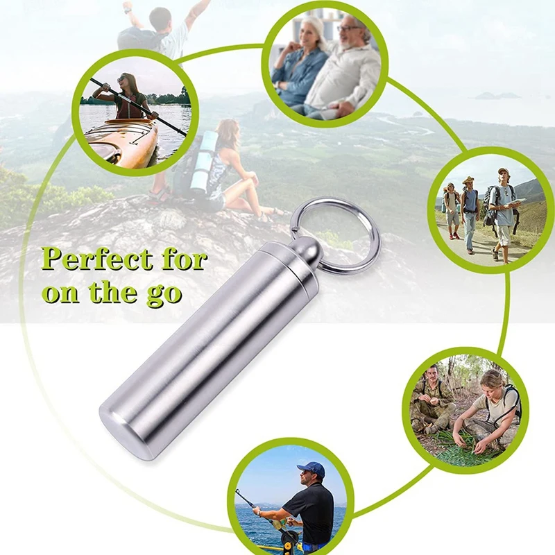Keychain Pill Holder Container,Portable Waterproof Single Chamber Pill Box,Small Pill Case for Outdoor Travel Camping Retail