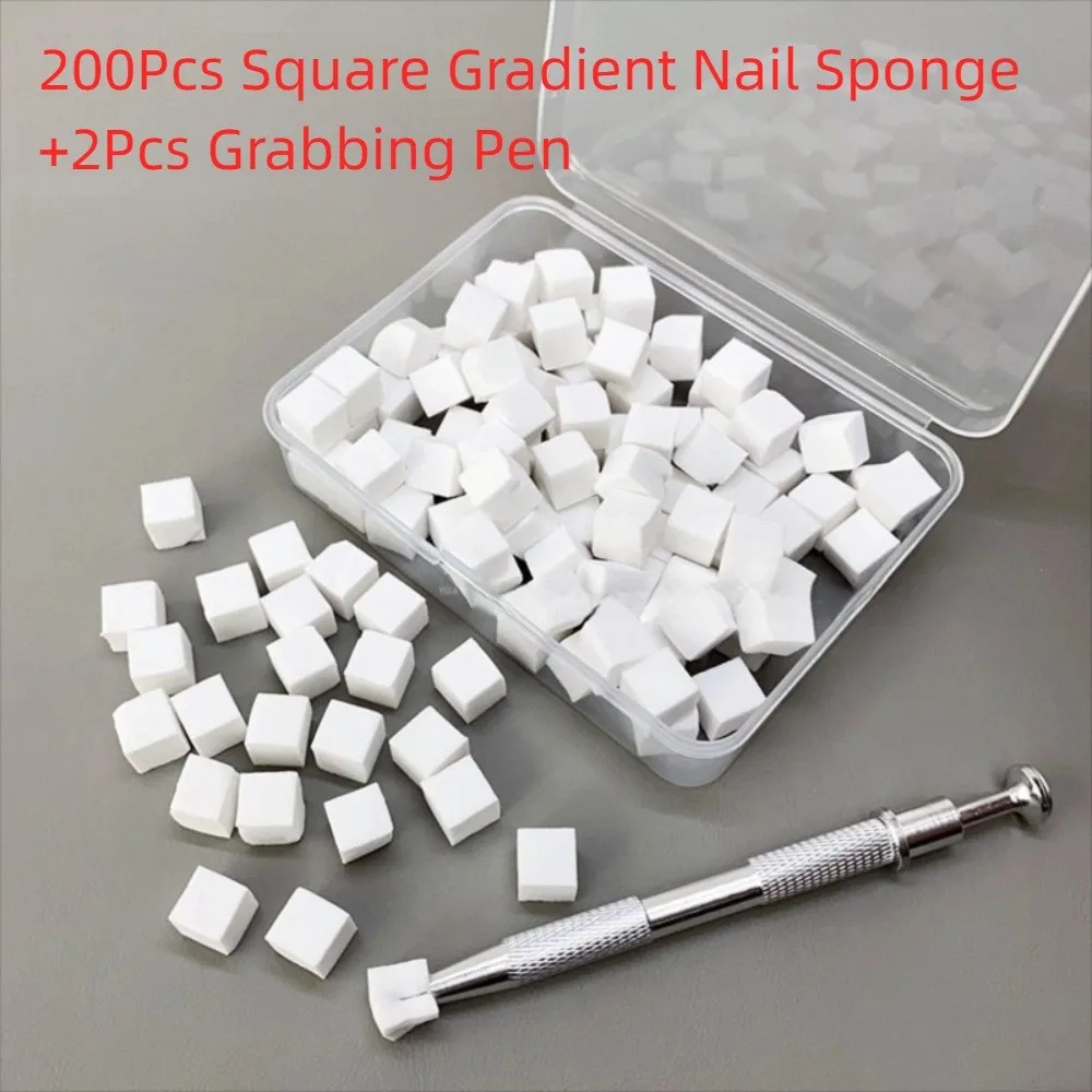 

200 шт., набор губок для штамповки градиентом, мягкие губки для ногтей с высоким отскоком, губка для штамповки ногтей, квадратные мини-дизайн ногтей, тофу, палочки для женщин