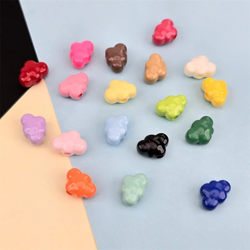 Free shipping 100pcs/lot color print cartoon clouds shape acrylic straight holes beads diy jewelry garment pendant accessory