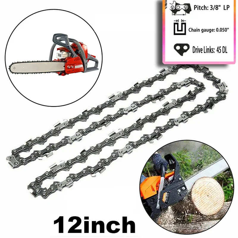 

12 Inch Chainsaw Chains 3/8LP 22 Cutter 45 Drive Links Replacement Parts Electric Pruning Saw Accessory 0.050"Gauge 2/3PCS