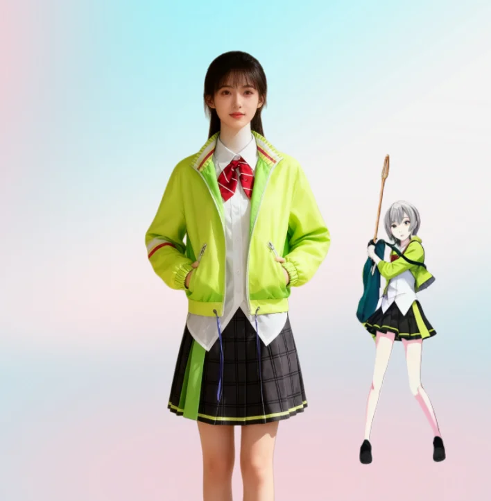 

Game Hinomori Shiho Cosplay Costume Project Sekai Colorful Stage Uniform Green Jacket Short Skirt for Women Halloween