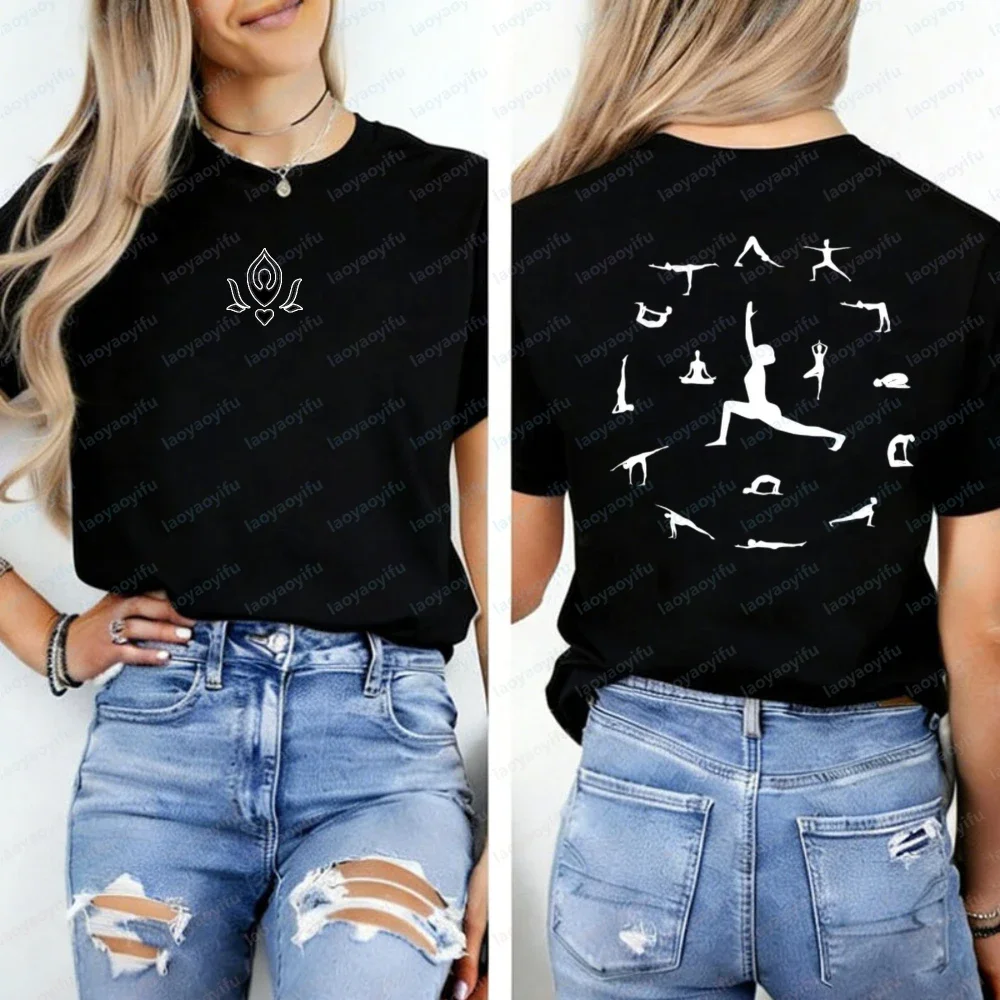Yoga Poses T-shirt  Yoga Gift for Women Yogi Gift  Woman's Men's GYM Exercise Top Graphic T Shirts Harajuku Vintage Y2k Top Tees