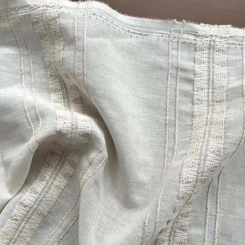 

Lightweight cotton woven thread embroidered fabric for blouse skirt clothing DIY fabric