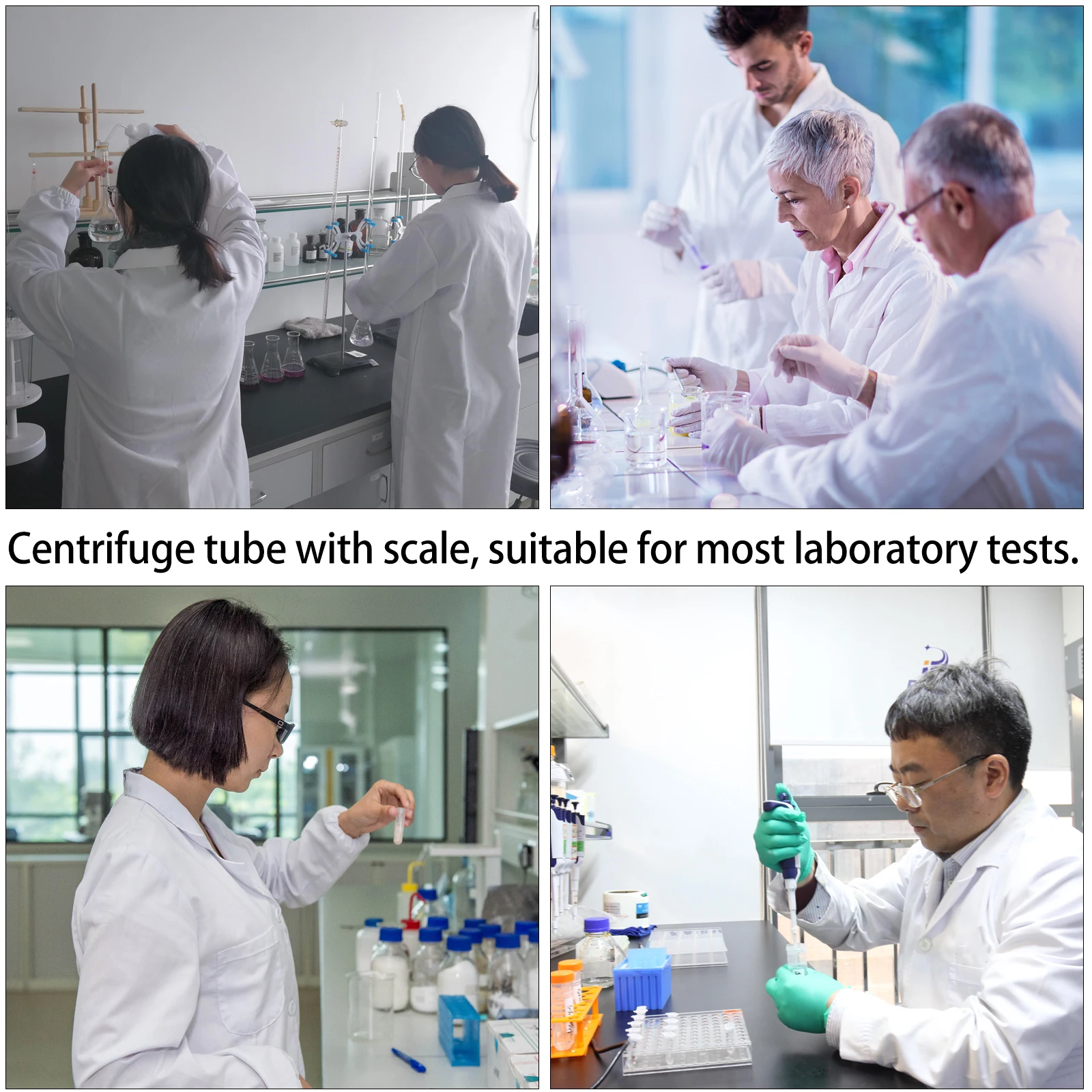 

200 Pcs Tubes Test Centrifugal Conical Transparent Plastic with Scale