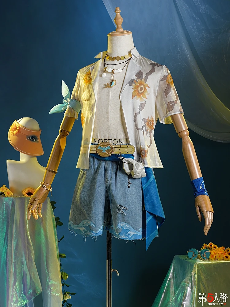 Game Identity V Prospector Cosplay S-Tier Gold Summer Cosplay Outfit Wig Shoes Norton Campbell Sandbeach For Hallowmas Carnival