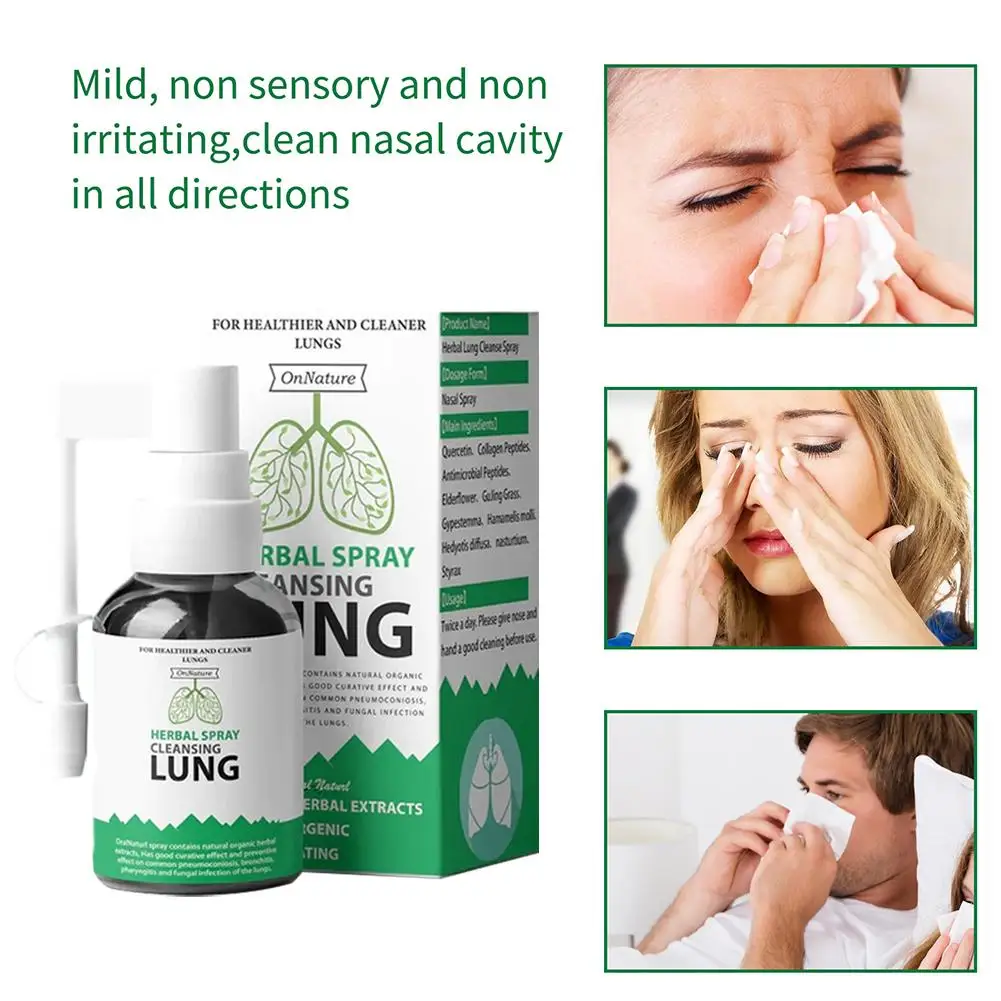 Lung Detoxification Herbal Cleaning Spray Smoking Clear Nasal Stuck Organic Herbal Lung Clearing Throat Moisturizing Spray