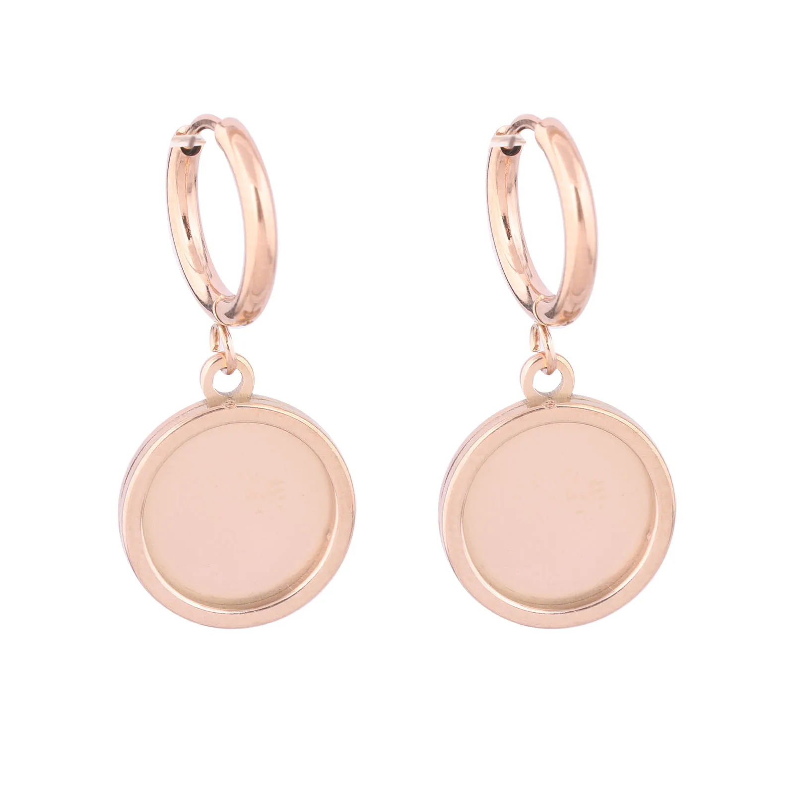 6 Stück Edelstahl Roségold Leverback Ohrring Verschluss Haken Erkenntnisse passen 12 mm Cabochon Ohrring Lünette Fassung Rohlinge Diy Erkenntnisse