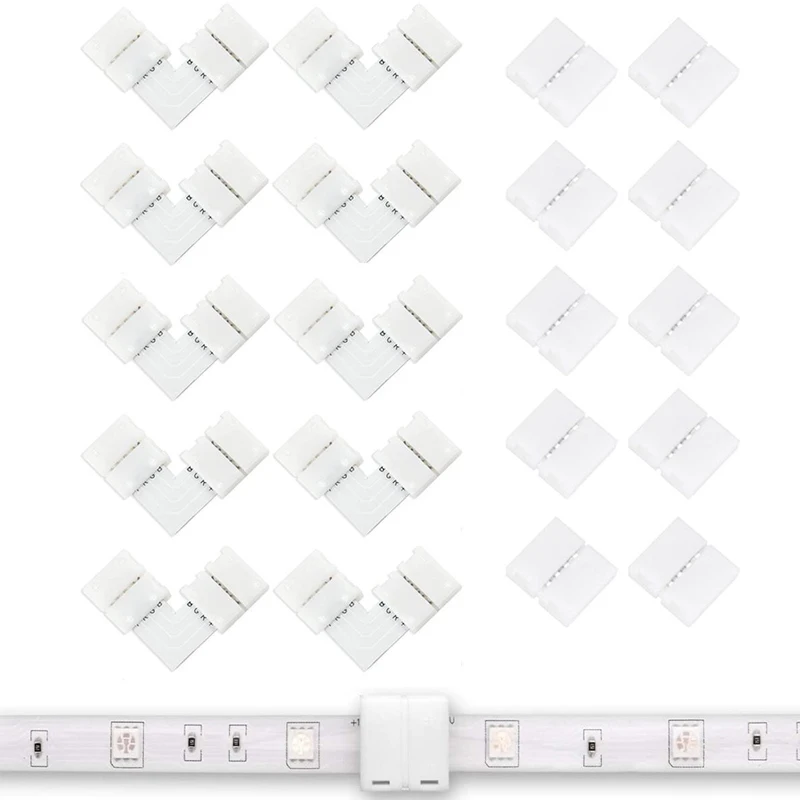 Solderless RGB LED Light Strip Connector 2pin 4pin 10mm Unwired Gapless Adapter Terminal Extension For SMD 5050 Multicolor Strip