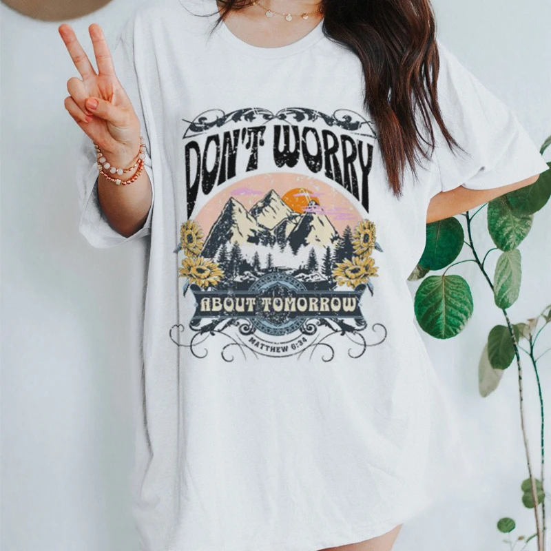 Berg druck Vintage Bibel Vers T-Shirts Damen trend ige religiöse christliche T-Shirt Retro Jesus Glauben T-Shirts Top Frauen Kleidung