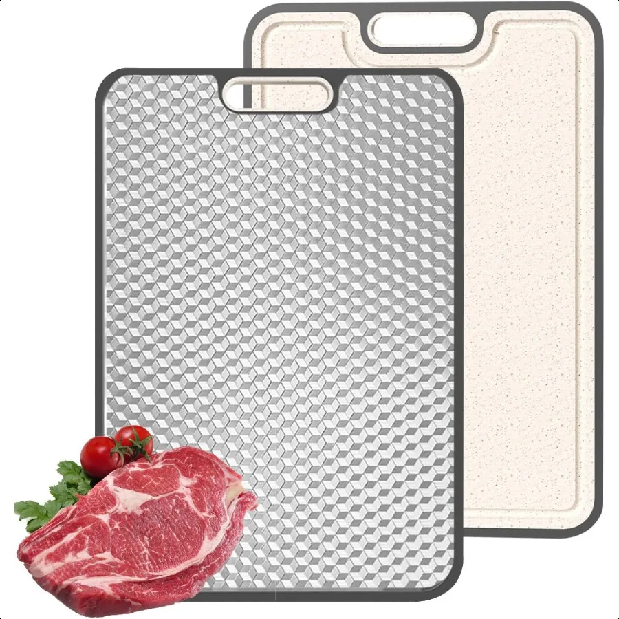 

Titanium Cutting Board Double Sided Medicalgrade Pure Titanium Wheat straw PP Large Chopping Boards with Juice Groove Cutting P