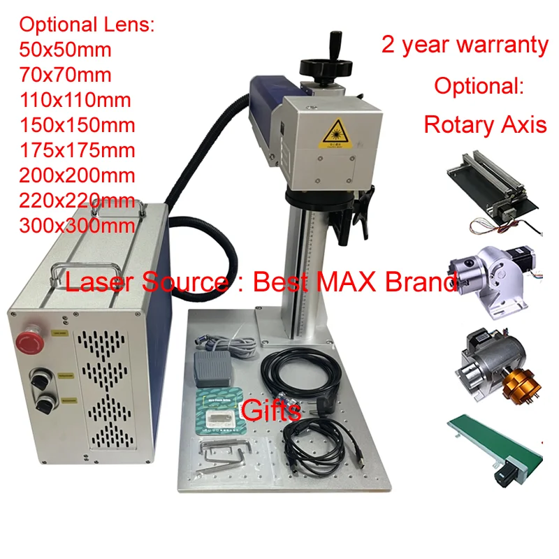 30W Raycus Fiber Laser Marking Machine 50W MAX Metal Engraving Machine for PVC Plastic Stainless Steel Gold Aluminum