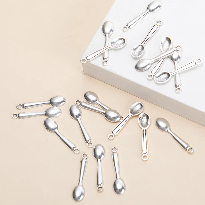 20pcs/lot Silver Color Cooking Spoon Charms Pendant DIY Necklace Bracelet for Jewelry Making Accessories