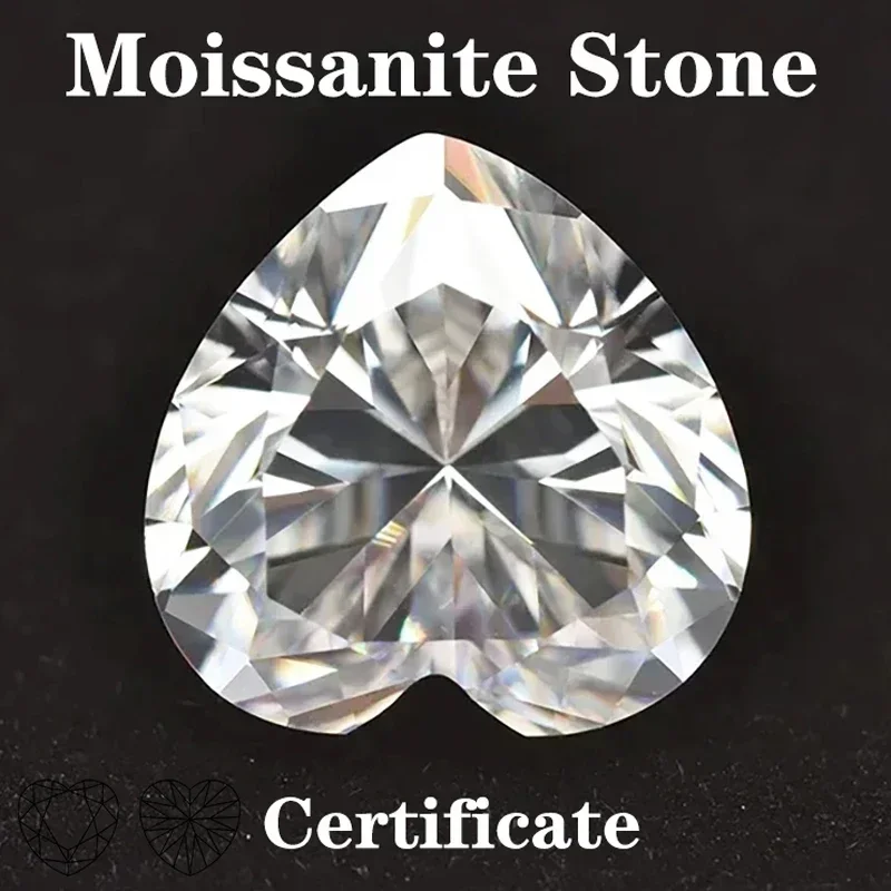 

Moissanite Stone heart shape D Color VVS1 with GRA Certificate for Pass Diamond Tester Top Charms Jewelry Making Materials