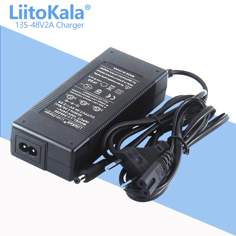 LiitoKala 48V/36V 13S/10S 2A/3A/5A cargador de batería de iones de litio Universal 42V/54,6 V 5A AC DC adaptador de fuente de alimentación