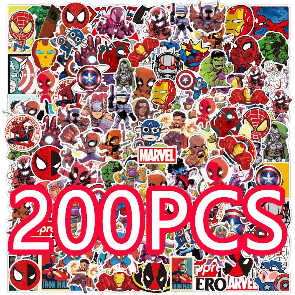 10/30/50/100/200 قطعة لطيف المنتقمون بطل السوبر أنيمي ملصقات الكمبيوتر المحمول الدراجة الهاتف سيارة أنيمي لاصقة تزيين الاطفال اللعب
