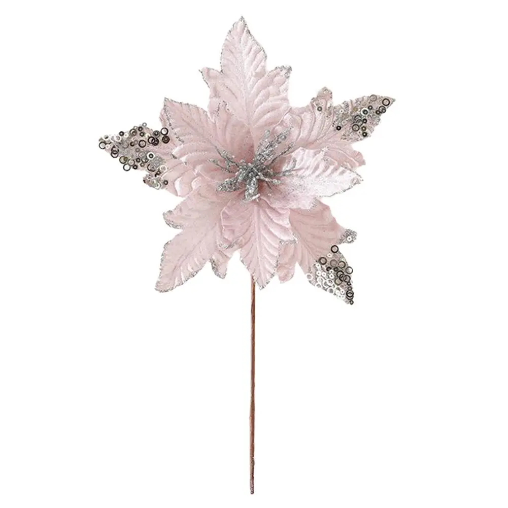 Lifelike Christmas Flower Simulation Made of Firm Cloth Brighten Up Your Home with Minimal Maintenance Required