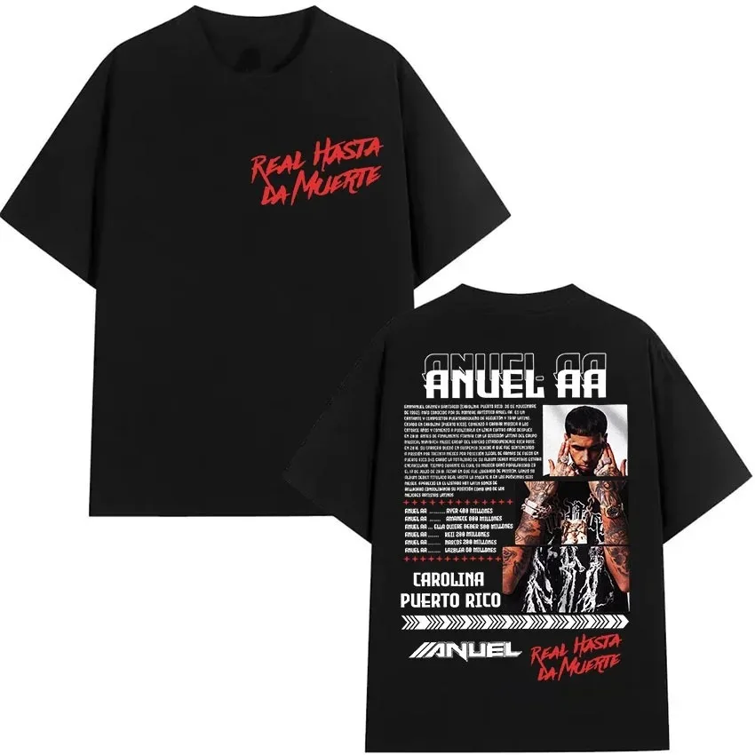 

2025 New Album T-Shirt Men Women Rapper Anuel AA Real Hasta La Muerte Tour Hip Hop Gothic T-Shirt Cotton Short Sleeve T-Shirt