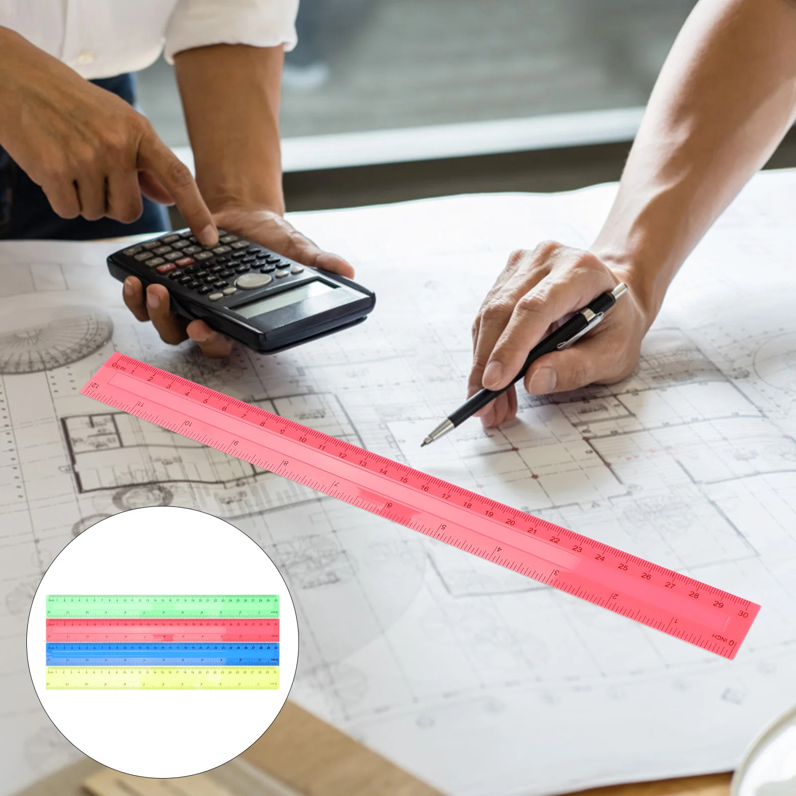 8 قطعة مساطر بلاستيكية مستقيمة ملونة أدوات قياس لطلاب المكاتب المدرسية 12 بوصة مستلزمات الفصول الدراسية السائبة #6