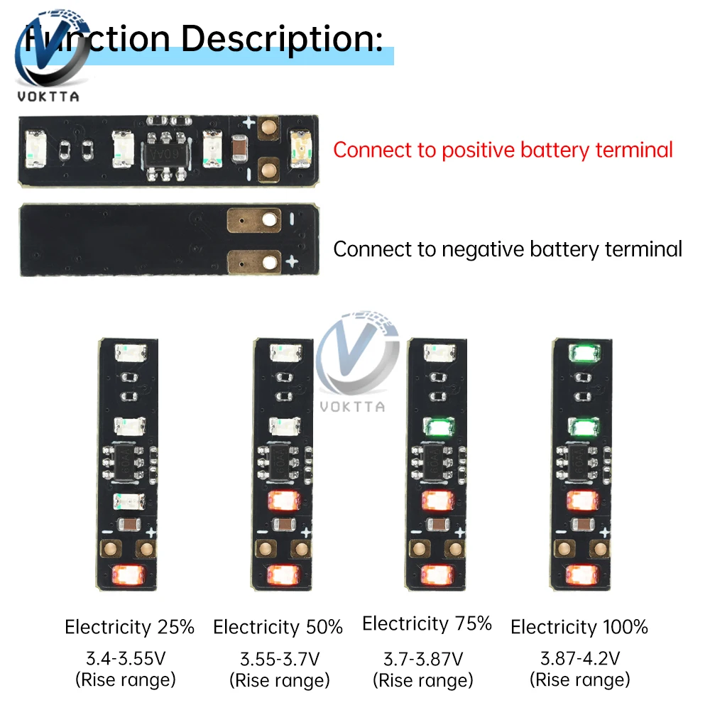 5PCS Mini โมดูลวัดแสง 1S 3.7-4.2V แบตเตอรี่ลิเธียม Power Meter Indicator Board ไฟ LED จอแสดงผลโมดูล