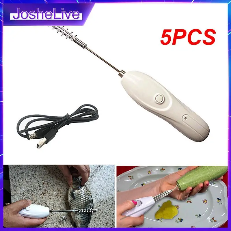 

5PCS Electric Automatic Fruit Corer Kitchen Vegetable Corer Digger Multifunctional Electric Scale Scraper Egg Beater Kitchen