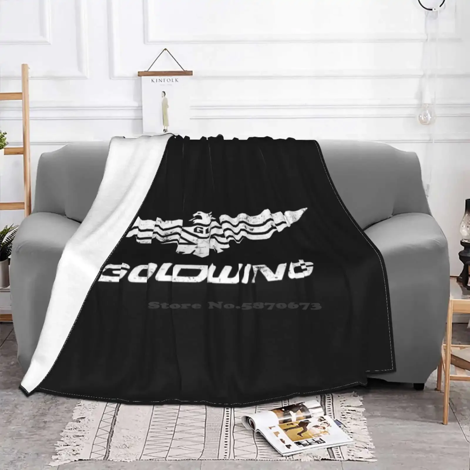 Goldwing Classic Logo Motorcycle Shirt Hot Sale Printing High Qiality Warm Flannel Blanket Goldwing Cruizer Logo Vintage