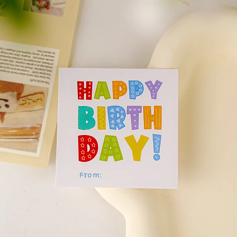 50 ピース/バッグカラーハッピーバースデーカードビジネスパッケージ挿入誕生日ケーキ装飾カード家族学生、仕事、オフィス用