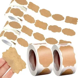 Kraft Paper Stickers Blank Labels Handmade Stationery Gift Tags Decoration Paper Spice Jar Label DIY Envelope Sealing Sticker