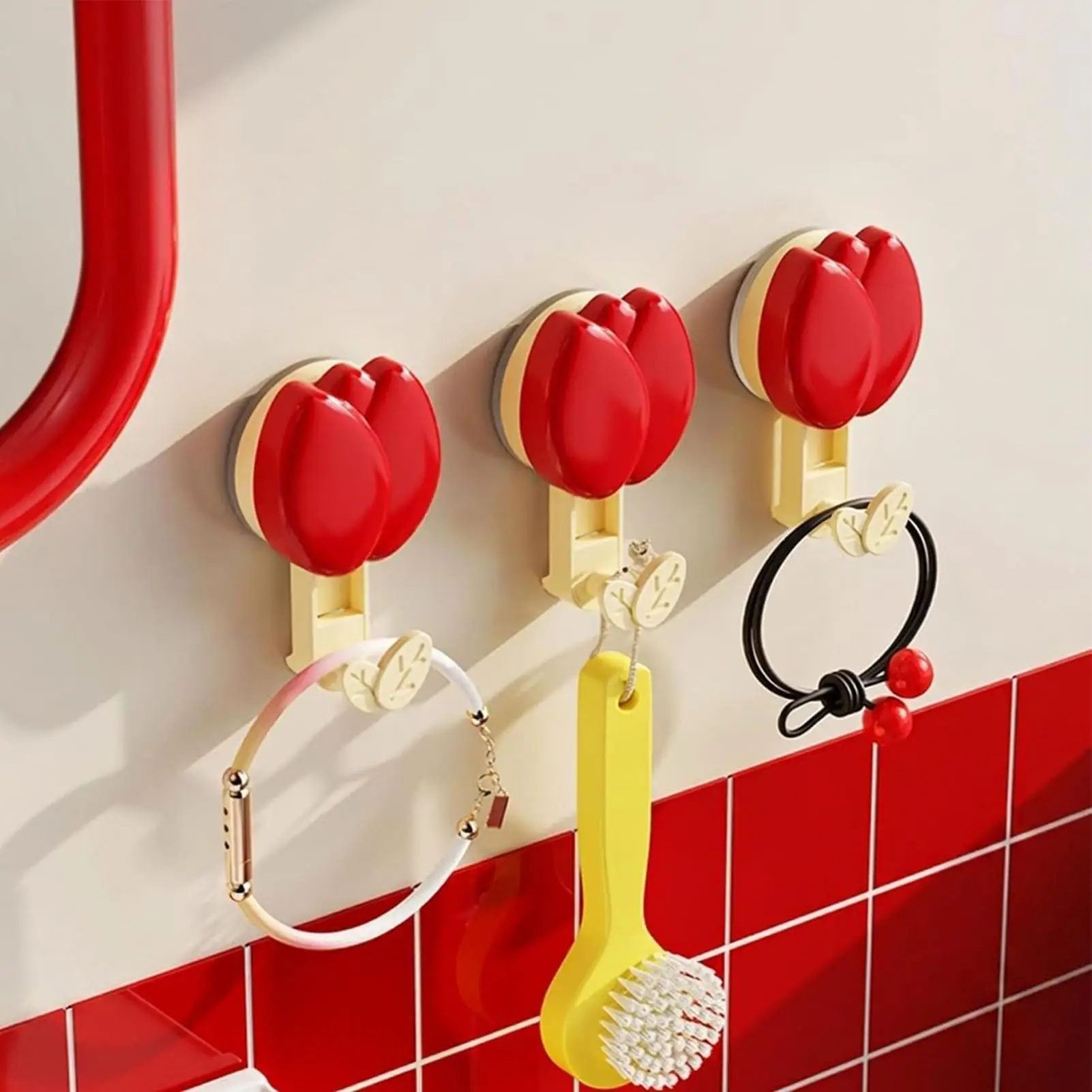 3Pcs/set Flower Shape Suction Cup Hook No Drilling Shower Towel Hooks Kitchen Utensil Rack Flower Molding Key Holder For Bathing