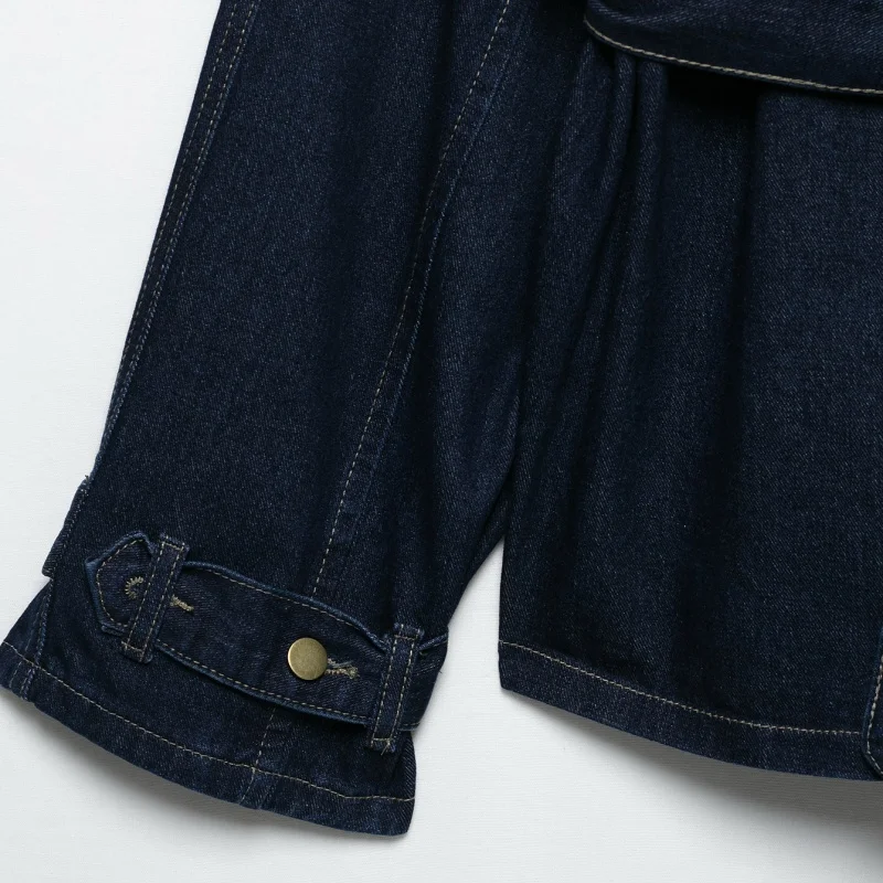 ผู้หญิงลําลอง DENIM Trench แจ็คเก็ตเข็มขัดแขนยาวฤดูร้อนฤดูใบไม้ร่วงหญิง Outerwear Chic Overcoat