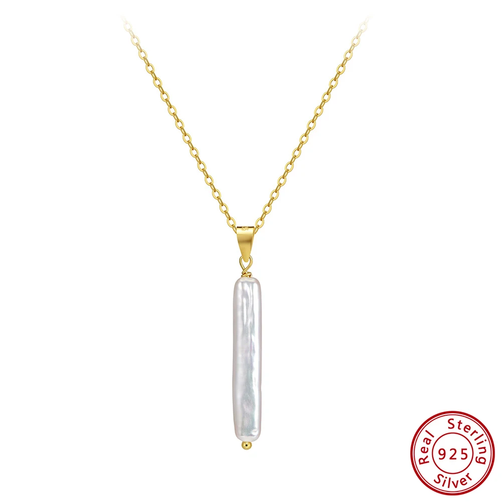 

KISS MANDY Baroque Freshwater Pearl Pendant Necklace Simple 925 Sterling Silver Real Pearl Choker Chain Party Jewelry SGPN91