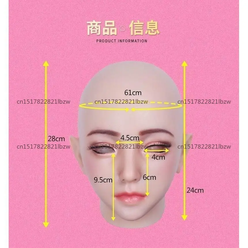 Mask adult full face silicone, fake girl surface, with male to female headgear, all-inclusive cosplay simulation for men
