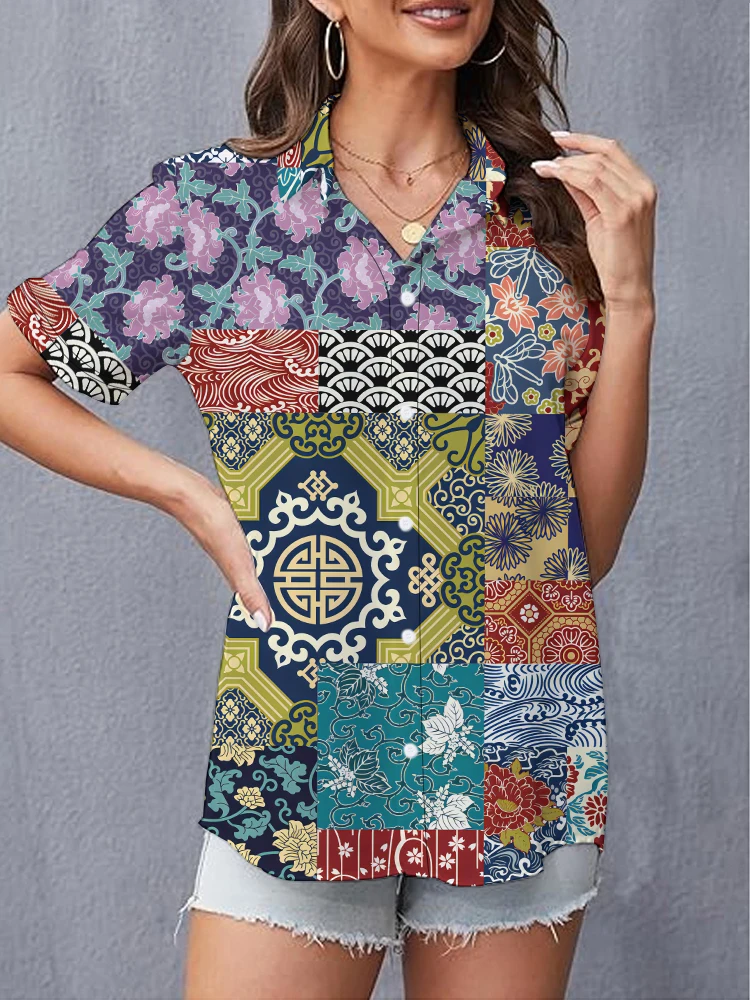 

Летние блузки с коротким рукавом, красочные и персонализированные рубашки с 3D Цифровым принтом, удобные и универсальные блузки