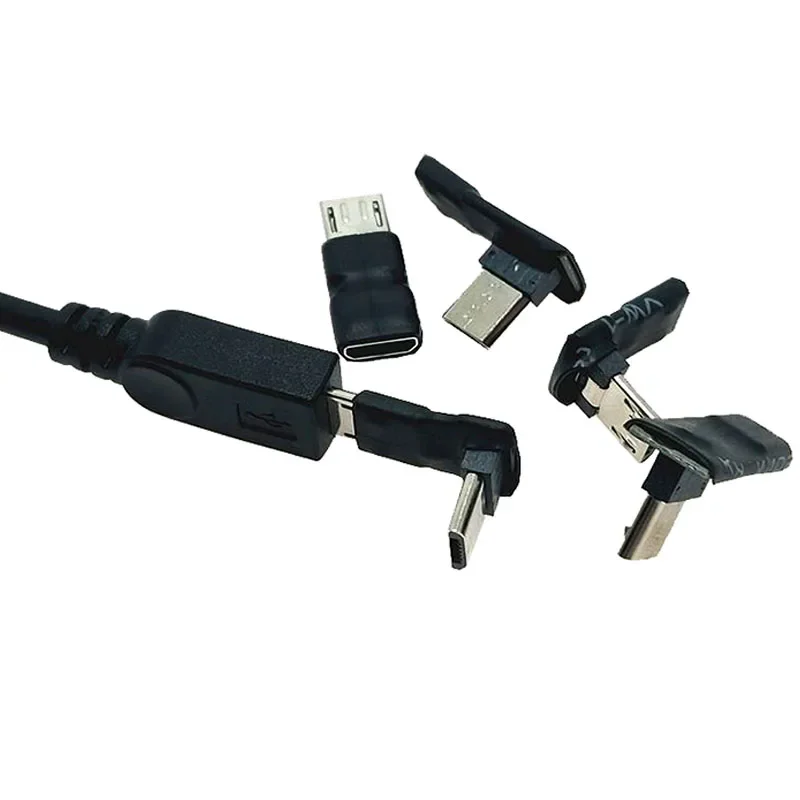 U-Shaped Micro USB Adapter for Android Device, 5Pin Female to Male Plug with 90 Degree Angled Bend for Data Sync & Charging
