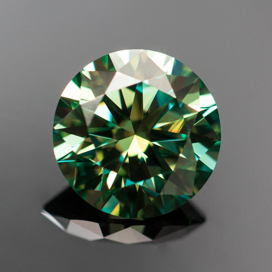 Pierre Moissanite verte ne se décolore jamais, avec certificat GRA rond 0.5-20.0ct VVS1, diamant de laboratoire, pierres précieuses en vrac, testeur passé