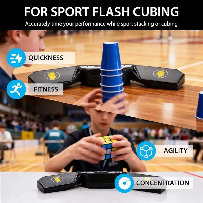 TFORU-Cube Race Stack Competition Timer, Touch Control Speed Cube Timer With Display, Perfect Gift For Cube Lovers