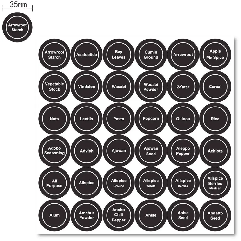 5 Sheets 180Pcs/set Blackboard Chalkboard Spice Labels Kitchen Storage Organizer Round Mason Jars Tags 3.5cm Blank