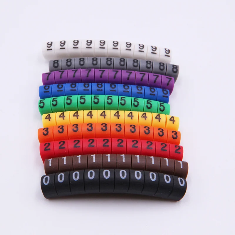 1000PCS Cable Marker Sleeves EC-0 Color (0-9 Numbers) for 0.5-6mm² Wires,  Wire Labels for Electrical Cabinet Wiring