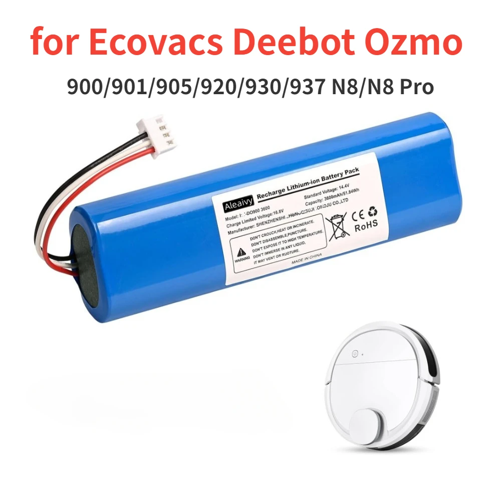 

Replacement Battery 2600mAh for Ecovacs Deebot Ozmo 900,901,905,920,930,937,N8,N8 Pro Li-ION 14.4V Robot Vacuum Cleaner Battery