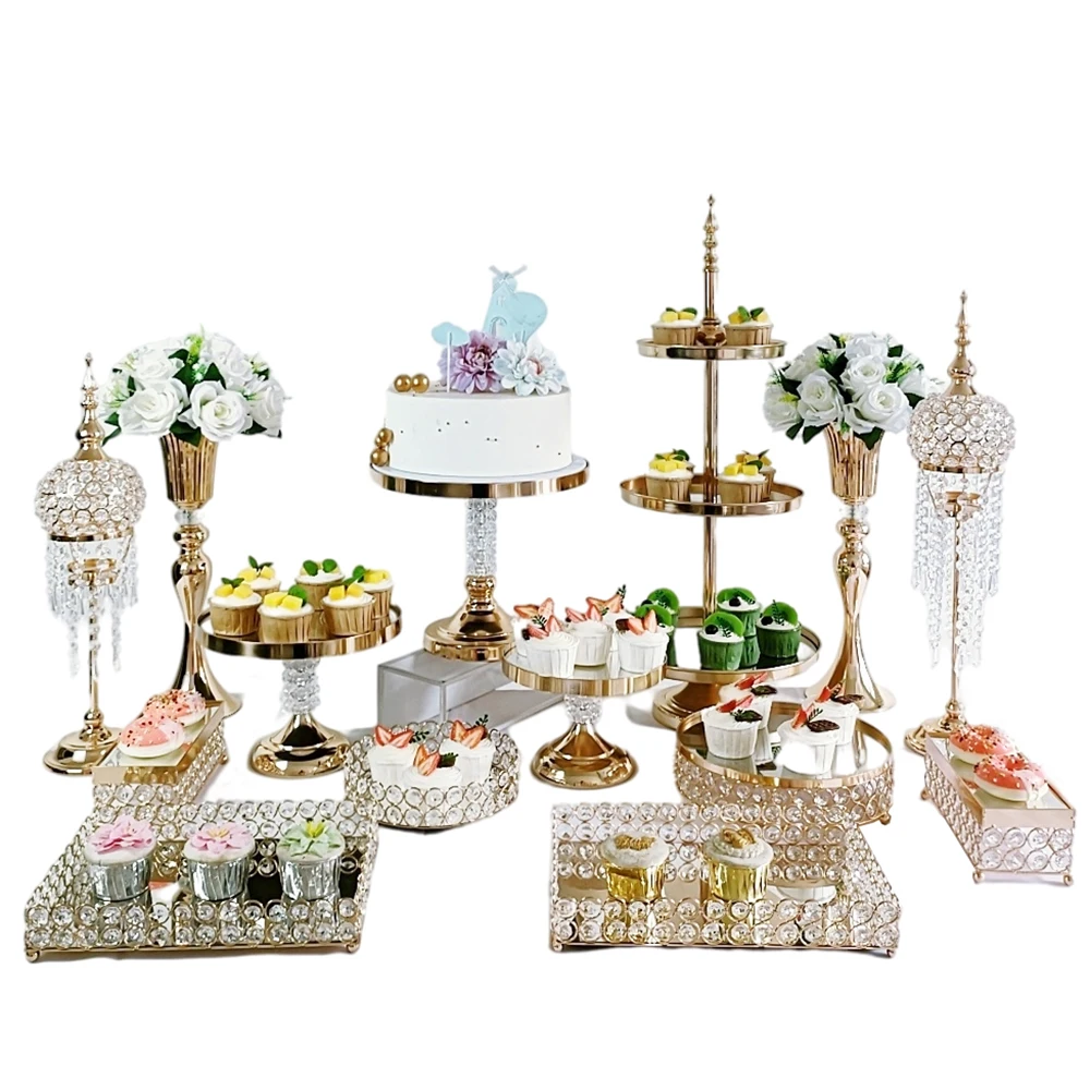 

3Pcs-16Pcs/Lot Mirror Decorative Tray Cake stand set Vanity Organizer with Hand, Jewelry Tray for Bathroom Dresser Coffee Table