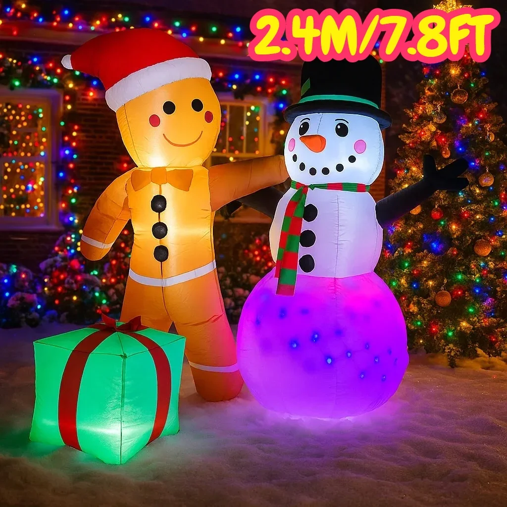 6피트 크리스마스 장식품 풍선 장난감 진저브레드맨 눈사람 & 장난감 가정 마당 장식 LED 장식 크리스마스 장식 장난감