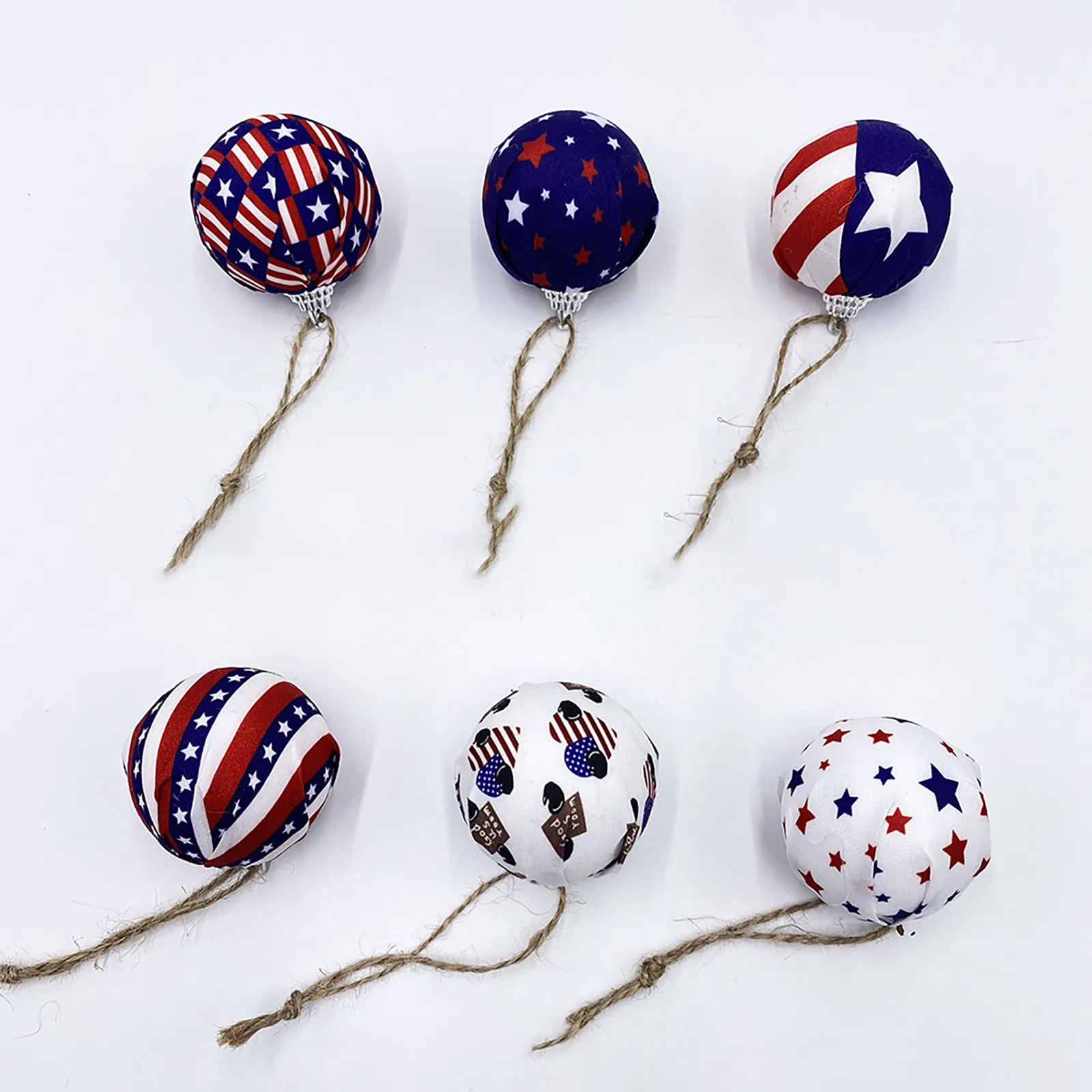 12pcs Patriotic Fabric Ball Ornaments Independence Day Hanging Pendants Holiday Decor 2026 Sale Hot Colgantes PatrióTicos Gifts