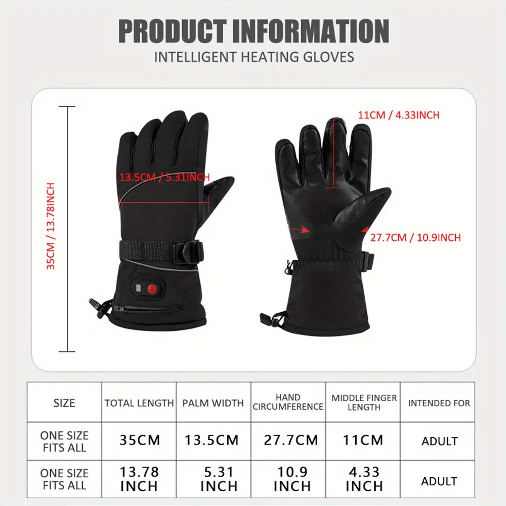 7.4V 3000MA Electric Bike Gloves Double Rainproof Hot Motorcycle Gloves Touchable Palm Anti Slip and Fleece Wool Skiing Gloves