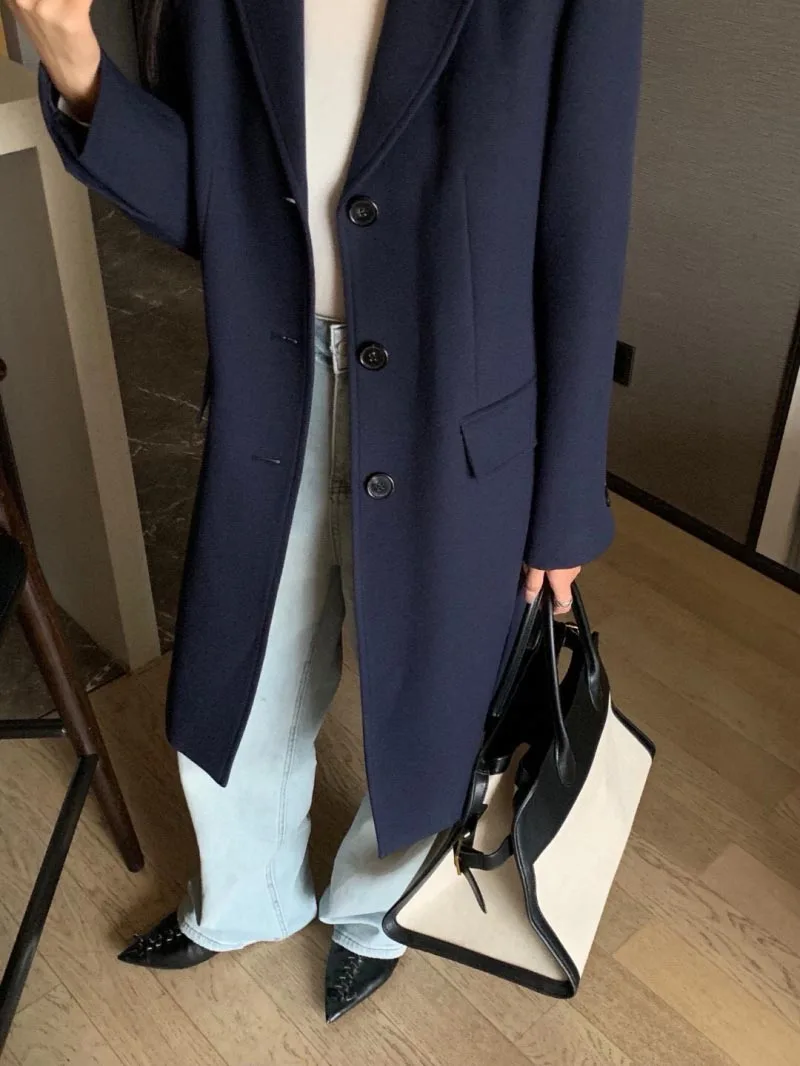 2024 Autumn/Winter New Women's Suit Coat Fashionable and Exquisite 100% Wool Long Single breasted Coat