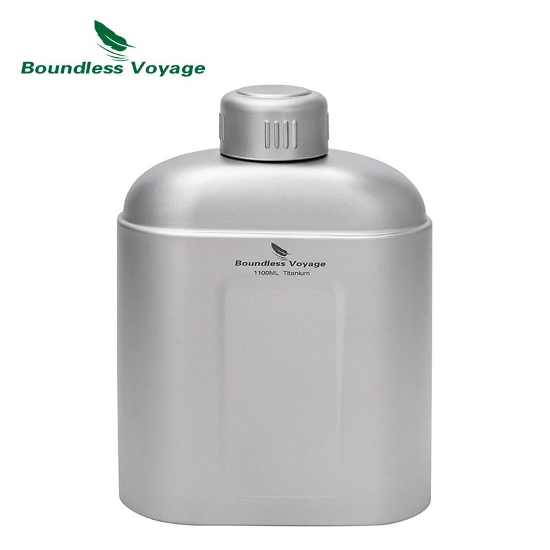 Bouteille en titane Boundless Voyage avec sac de transport 1,1 L, gourde isotherme pour chauffage direct, étanche, pour le camping et la randonnée Ti3012D
