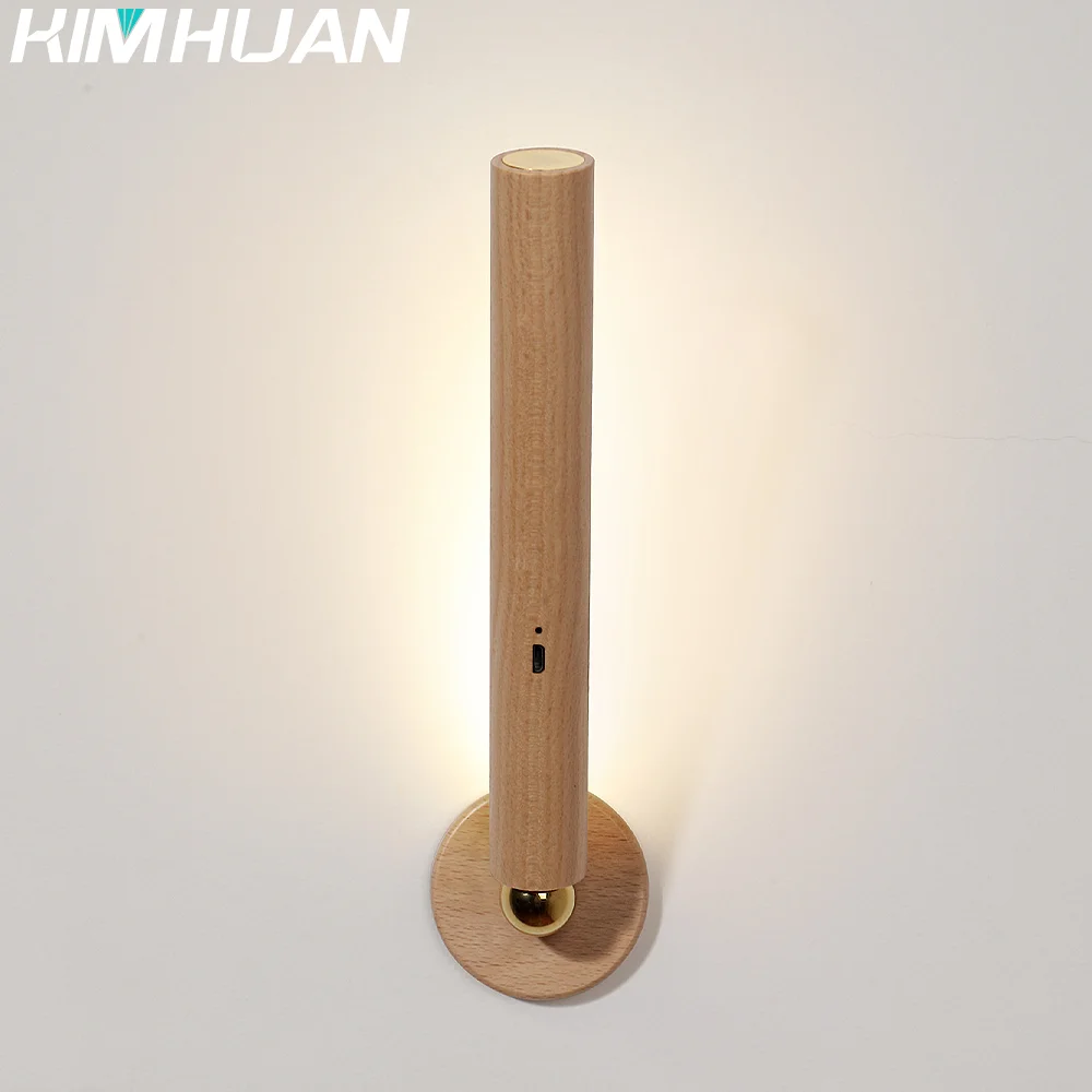 

Wooden USB Charging Touch LED Night Light 360 Rotatable Dimmable Wall Lamp Wardrobe Cabinet Lamp Bedroom Bedside Ambient Lights