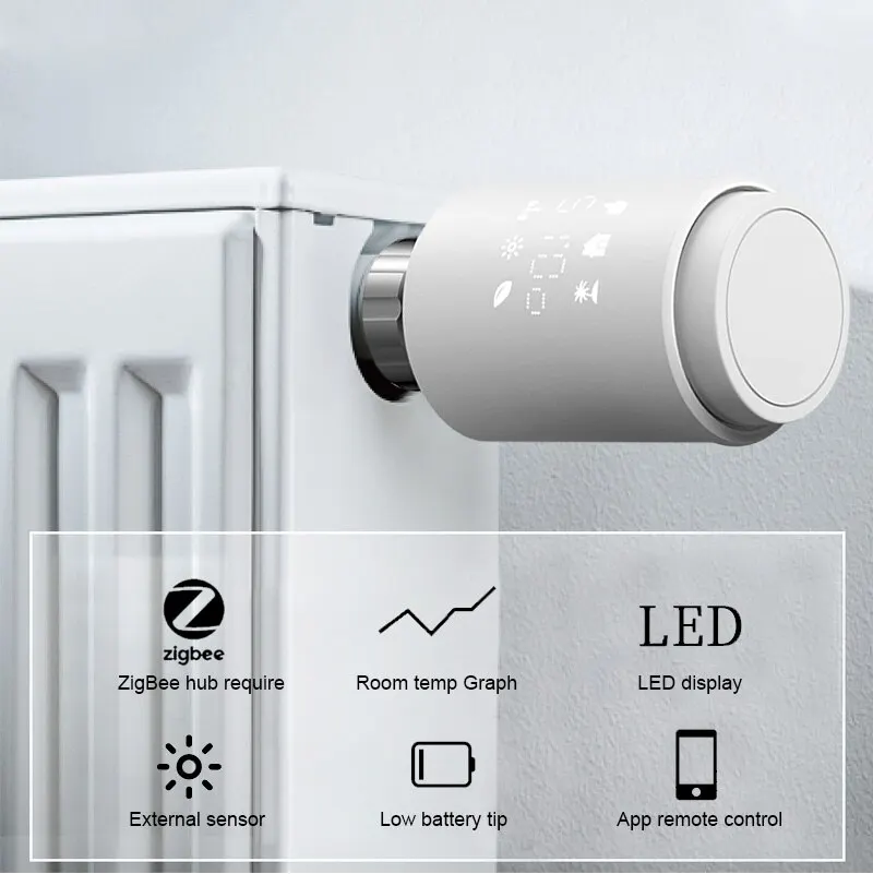 ZigBee 3.0 Thermostat Tuya Radiator Actuator Valve Smart Programmable TRV Temperature Controller Alexa Google Home Voice Control