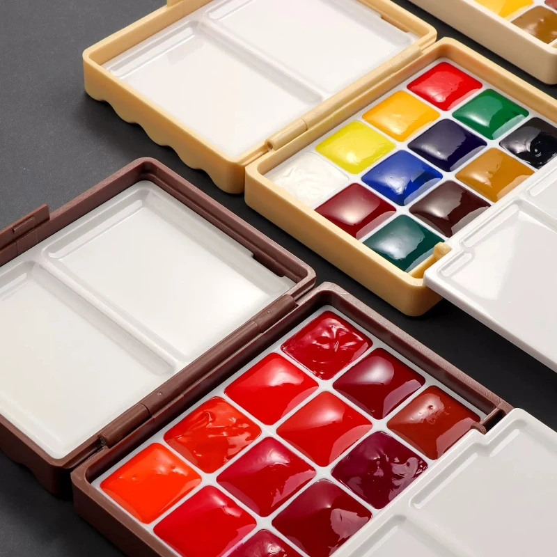12/24 Grids Fold Portable Watercolor Box Pigment Subpackage Brand Watercolor Paint Collection Travel Painting Supplies